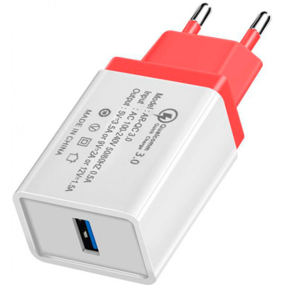 Зарядний пристрій XoKo QC-100 1 USB Qualcom 3.0 3.5A Red (QC-100- (QC-100-RD)