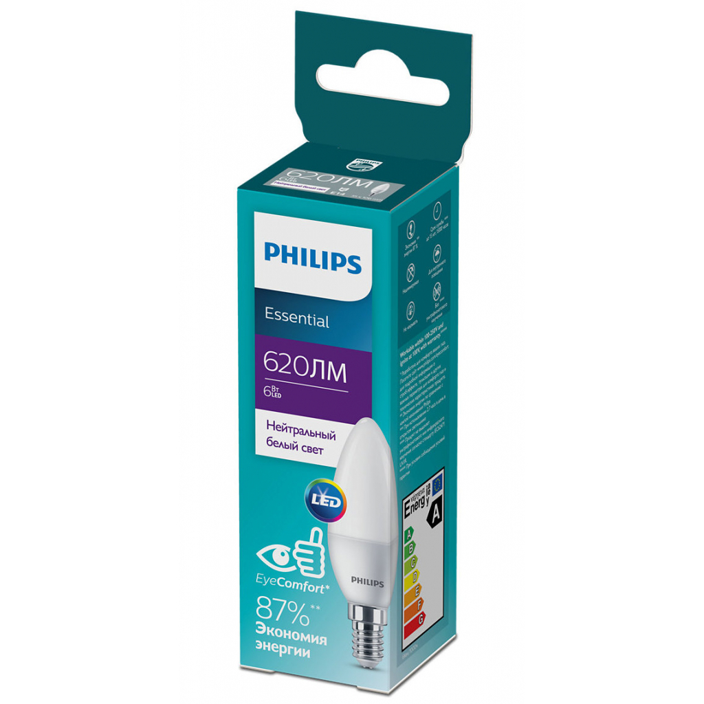 Лампочка Philips ESSLEDCandle 6W 620lm E14 840 B35NDFRRCA (929002971107) Лампочка Philips ESSLEDCandle 6W 620lm E14 840 B35NDFRRCA (929002971107)