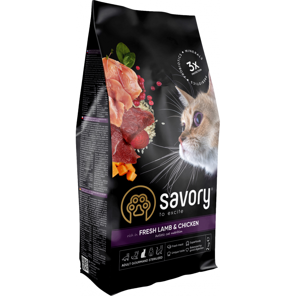Сухий корм для кішок Savory Adult Cat Steril Fresh Lamb and Chicken 2 кг (4820232630112)