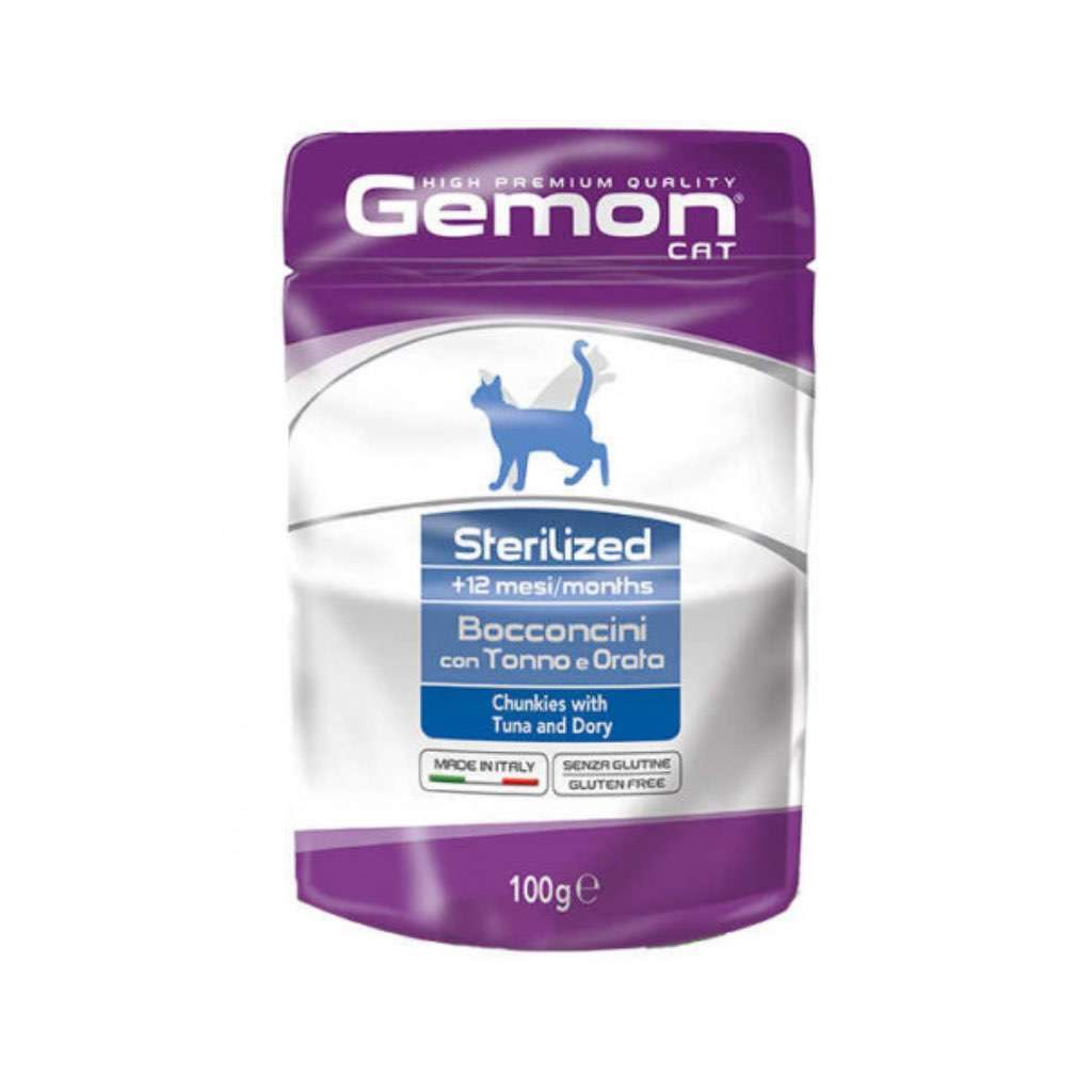 Вологий корм для кішок Gemon Cat Wet Adult Sterilized тунець з рибою дорі 100 г (8009470300902)