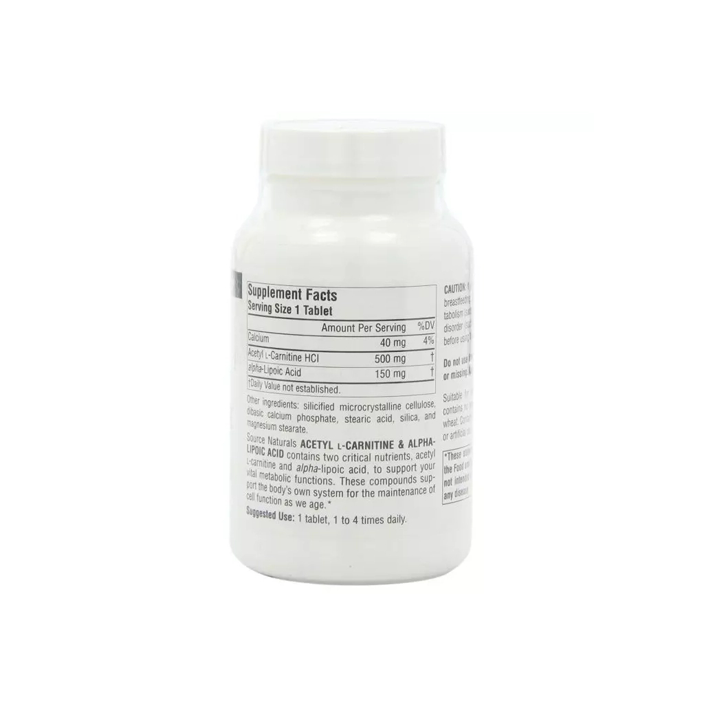 Амінокислота Source Naturals Ацетил-L-Карнітін та Альфа-Ліпоєва Кислота 650мг, 60 табл (SN1799) Амінокислота Source Naturals Ацетил-L-Карнітін та Альфа-Ліпоєва Кислота 650мг, 60 табл (SN1799)