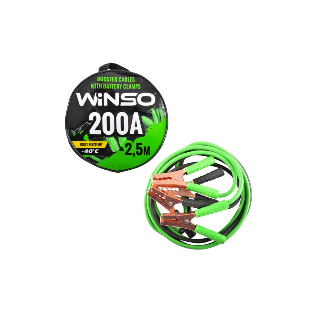 Дроти для запуску для автомобіля WINSO 200А, 2,5м (138210) Дроти для запуску для автомобіля WINSO 200А, 2,5м (138210)