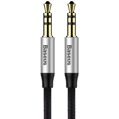 Кабель мультимедійний 3.5mm M/M 0.5m Yiven M30 black-silver Baseus (CAM30-AS1)