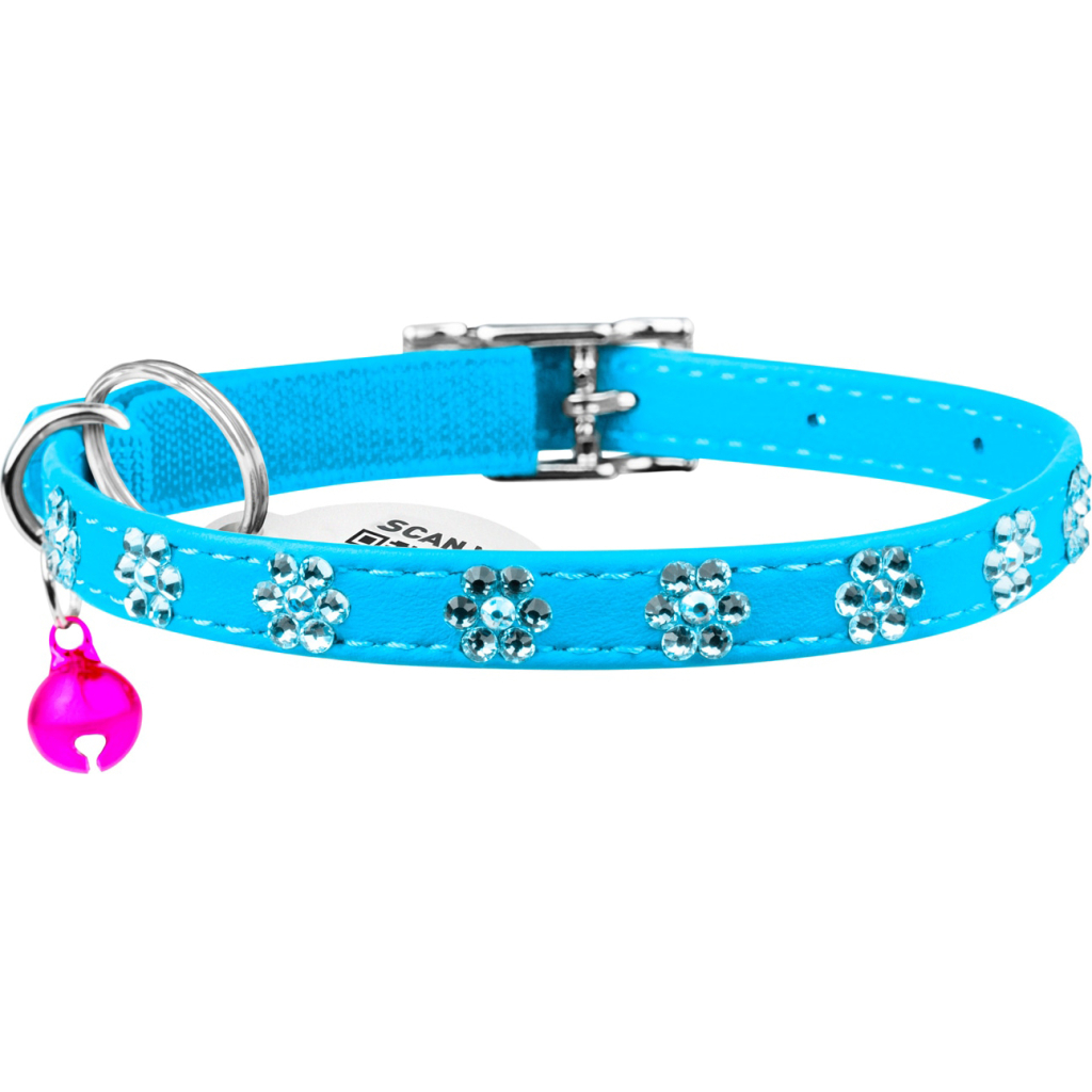 Нашийник для тварин WAUDOG GLAMOUR "Квіточка" з резинкою і стразами для кішок (блакитний) (32552) Нашийник для тварин WAUDOG GLAMOUR "Квіточка" з резинкою і стразами для кішок (блакитний) (32552)