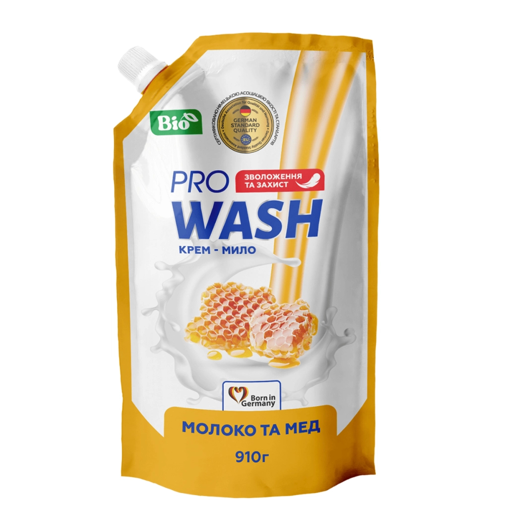 Рідке мило Pro Wash Молоко та мед Дой-пак 910 г (4823128001126)