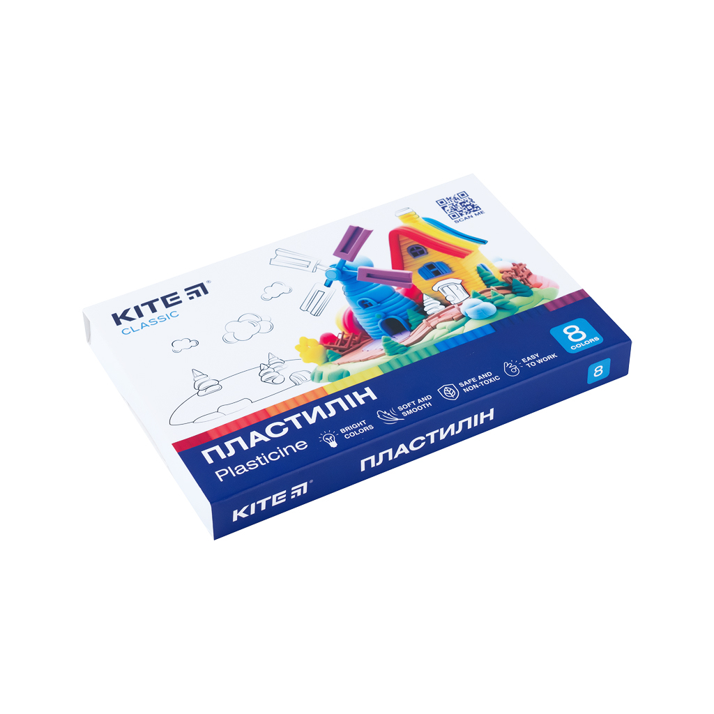 Пластилін Kite Classic, 8 кольорів, 160 г (K-082)