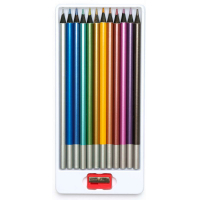 Colored pencils Schoolboy Round Made of black wood Metallic 12 colors (312114002-UA)