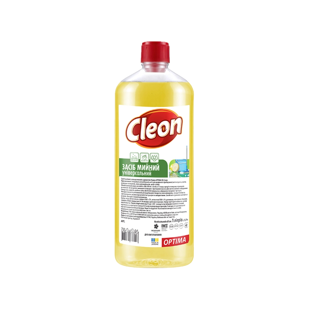 Засіб для миття підлоги Cleon Універсальний Лимон 1 л (4820289450145)