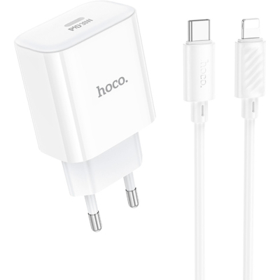 Зарядний пристрій HOCO C76A Pro Majestic USB-C PD30W + cable USB-C to Lightning White (6942007616317)
