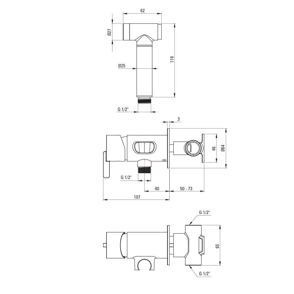 Змішувач Deante Silia з гігєнічним душем (BQS_N34M)