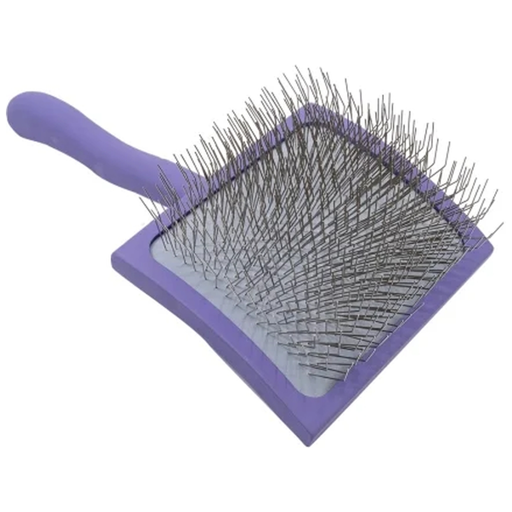 Гребінець для тварин Tauro Pro Line дерев'яна вигнута прямокутна, штифти 25 мм, фіолетова L (TPLB63652)