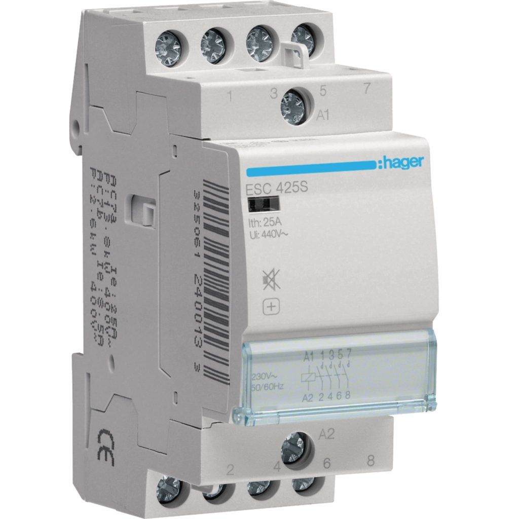 Автоматичний вимикач Hager 25 A 230V 4NO 2P (B) (ESC425S)