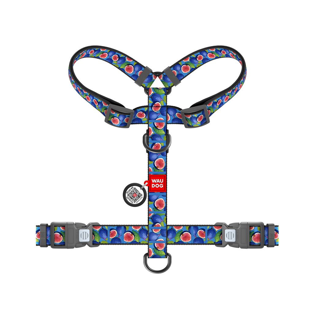 Шлея для собак WAUDOG H-подібна анатомічна Nylon з QR адресником "Інжир" пластиковий фастекс S (343-4053)