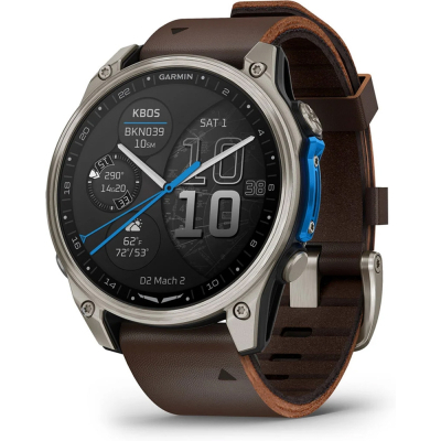 Смарт-годинник Garmin D2 Mach 2, 47mm, Saph, Bare Ti/Blk w/LthrBd, GPS (010-02904-31)