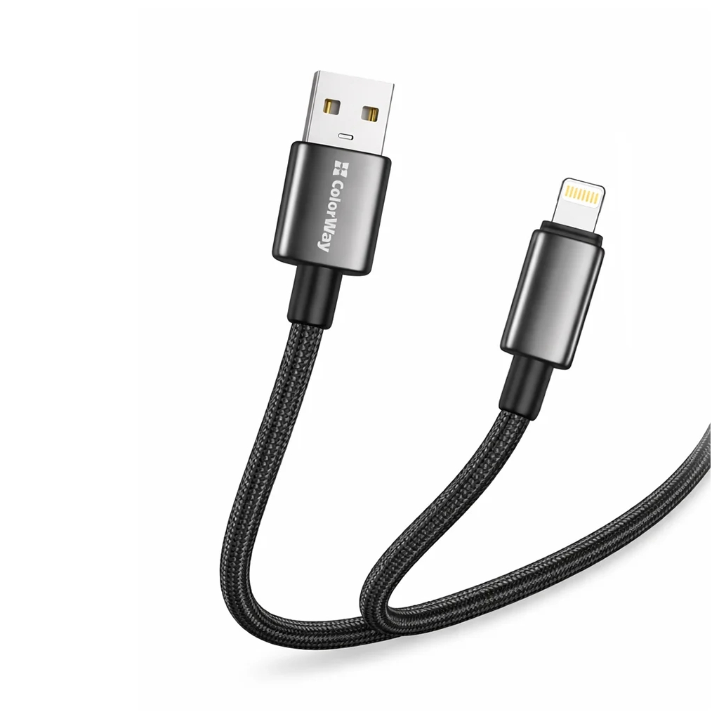 Дата кабель USB 2.0 AM to Lightning 2.0m 3A zinc alloy braided black ColorWay (CW-CBUL099-BK) Дата кабель USB 2.0 AM to Lightning 2.0m 3A zinc alloy braided black ColorWay (CW-CBUL099-BK)
