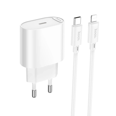 Зарядний пристрій HOCO C109A USB-C PD20W + cable USB-C to Lightning white (6942007656665)