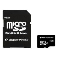 Карта пам'яті Silicon Power 4Gb microSDHC class 4 (SP004GBSTH010V10)