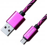 Дата кабель USB 2.0 AM to Micro 5P 1.0m Cu, 1.5A, Rose/Black Grand-X (FM05RSB)
