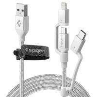 Дата кабель USB 2.0 AM to Lightning + Micro 5P + Type-C Essential silver Spigen (000CB23017)