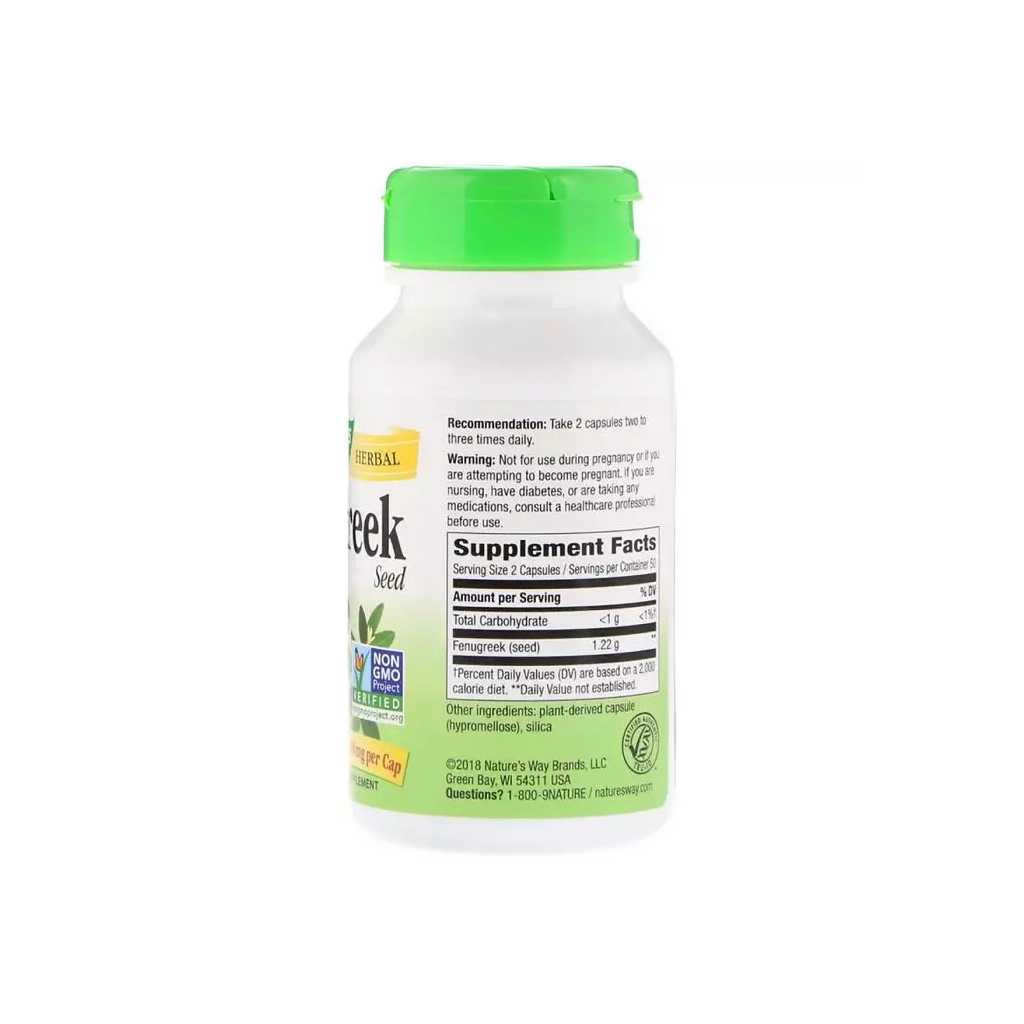 Трави Nature's Way Пажитник, Fenugreek Seed, 610 мг, 100 капсул (NWY-12800)