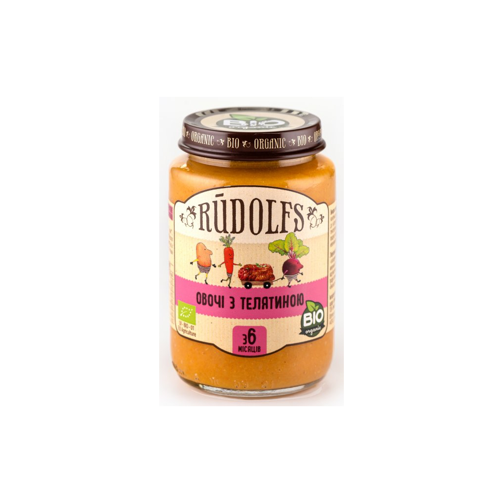 Дитяче пюре Rudolfs Телятина з овочами 190 г (4751017940235)