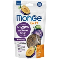 Treats for cats Monge Gift Cat Hairball salmon with plum 50 g (8009470085137)