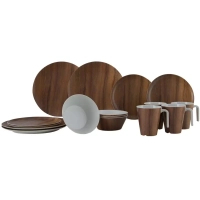 Набір туристичного посуду Gimex Tableware Nature 16 Pieces 4 Person Wood (6913100)