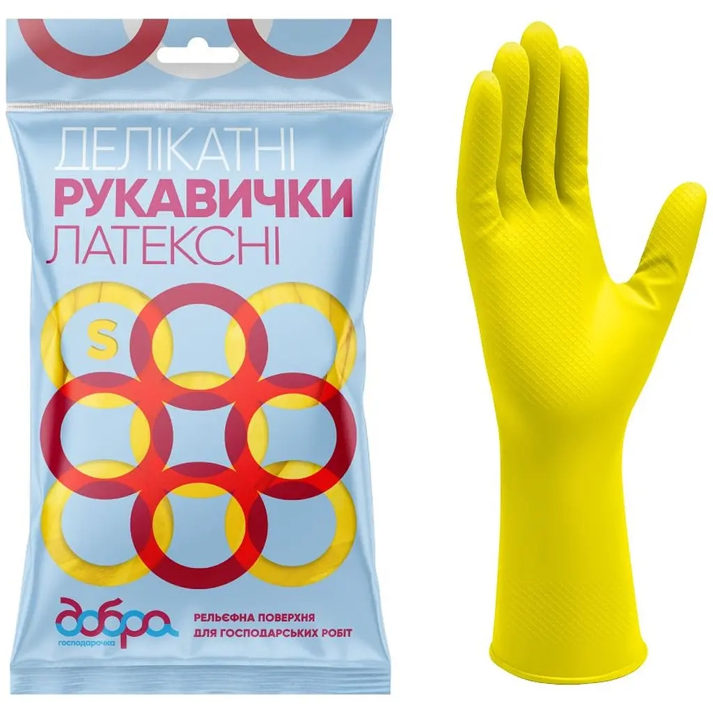Рукавички господарські Добра Господарочка Латексні делікатні Розмір S 2 шт. (4820086521963)