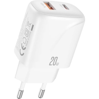 Зарядний пристрій XO 1xUSB-C PD20W + 1xUSB QC3.0 White (L158.white)