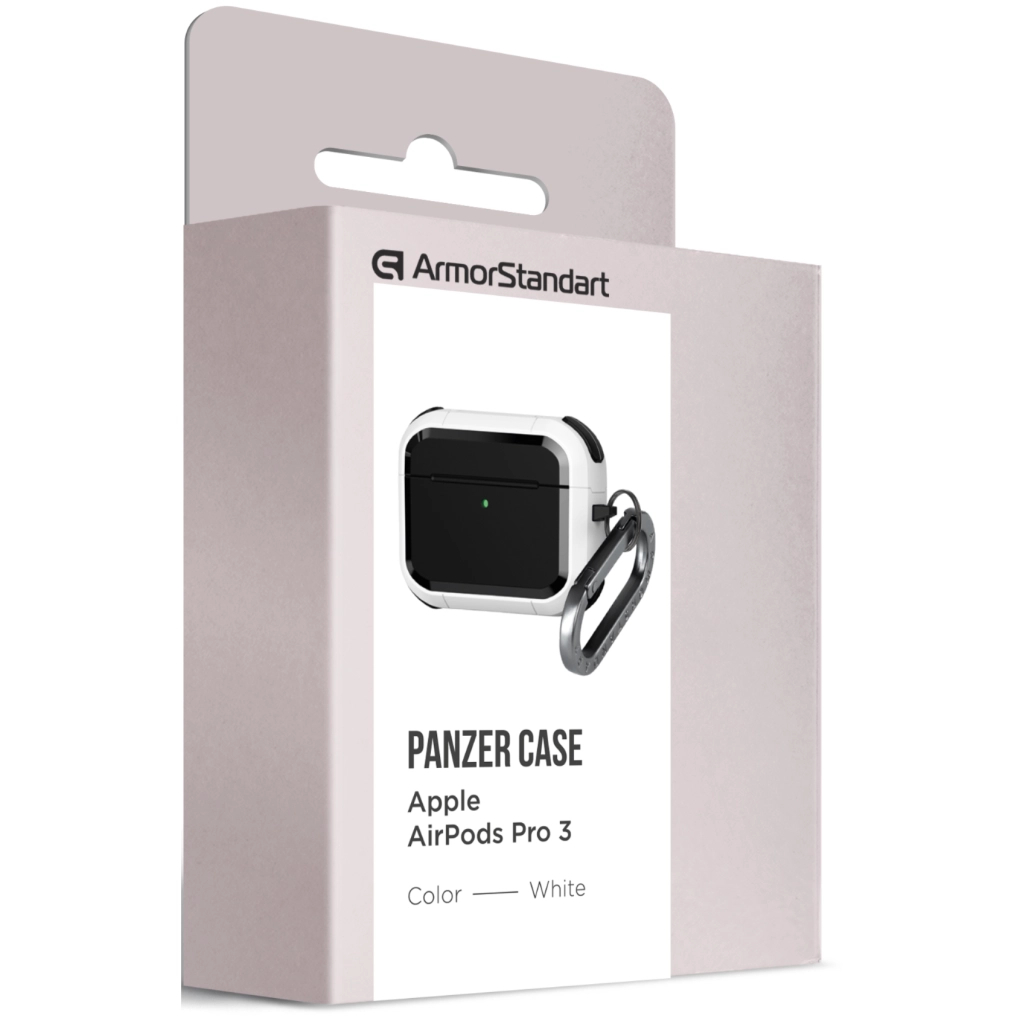 Чохол для навушників Armorstandart Panzer для Apple Airpods Pro 3 White (ARM88290) Чохол для навушників Armorstandart Panzer для Apple Airpods Pro 3 White (ARM88290)