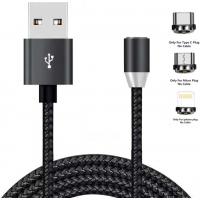 Дата кабель USB 2.0 AM to Lightning + Micro 5P + Type-C 2.0m Magneto bla XoKo (SC-350MGNT-2-BK)
