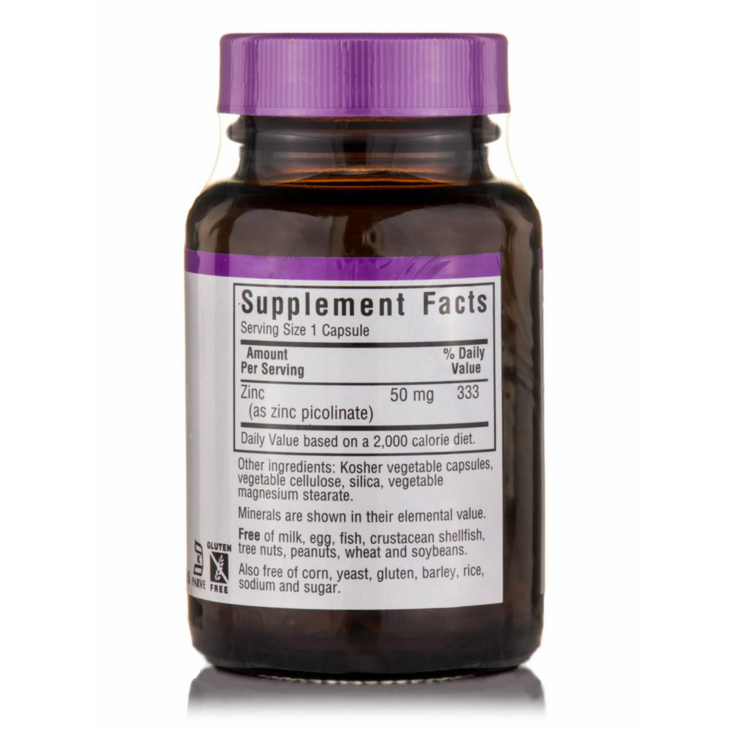 Мінерали Bluebonnet Nutrition Цинк Пиколинат 50мг, 50 гелевих капсул (BLB-00738)