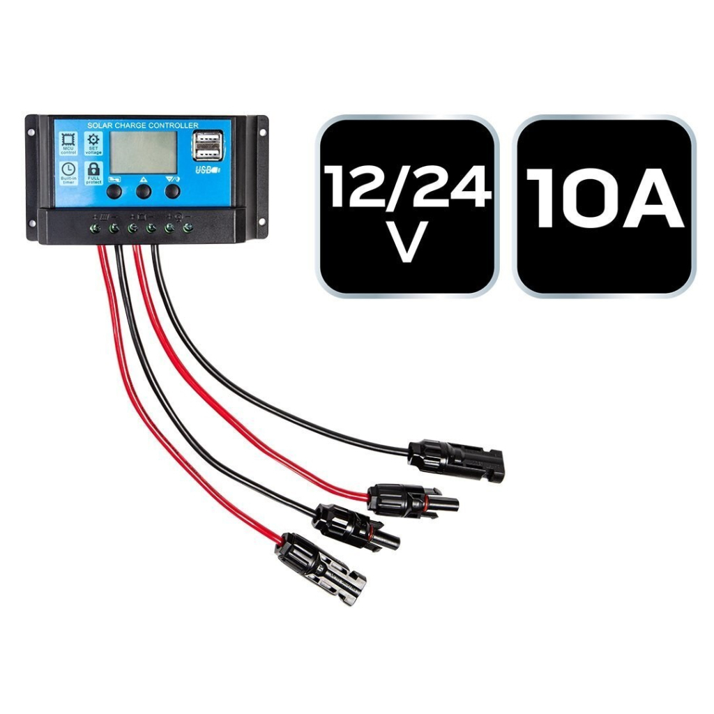 Контролер заряду Neo Tools 10А, 12/24В(OPEN,AGM,GEL), 2xUSB (90-145)