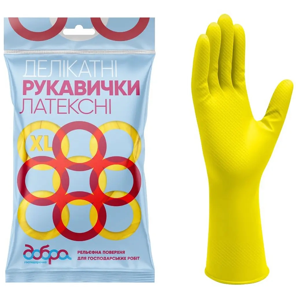 Рукавички господарські Добра Господарочка Латексні делікатні Розмір XL 2 шт. (4820086521994)
