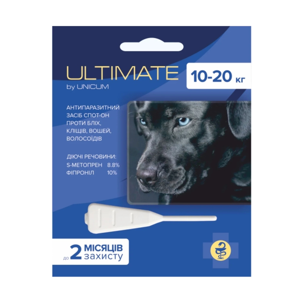 Краплі для тварин Unicum ULTIMATE від бліх, кліщів, вошей та волосоїдів для собак 10-20 кг (s-метопрен, фіпр) (4820150203061) Краплі для тварин Unicum ULTIMATE від бліх, кліщів, вошей та волосоїдів для собак 10-20 кг (s-метопрен, фіпр) (4820150203061)