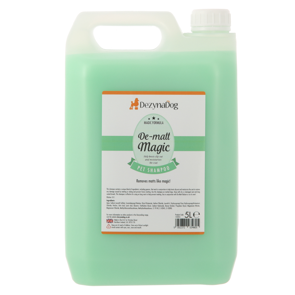 Шампунь для тварин Dezynadog De-Matt Magic для сухої пошкодженої шерсті від ковтунів і сплутування, для довгошерстих порід 5 (5052372034805)