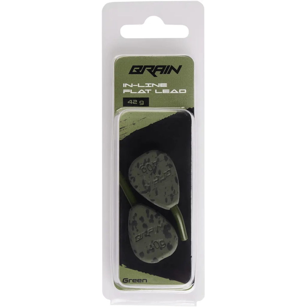 Грузило Brain In-Line Flat Lead 42g 2шт/уп Green (1858.32.03) Грузило Brain In-Line Flat Lead 42g 2шт/уп Green (1858.32.03)