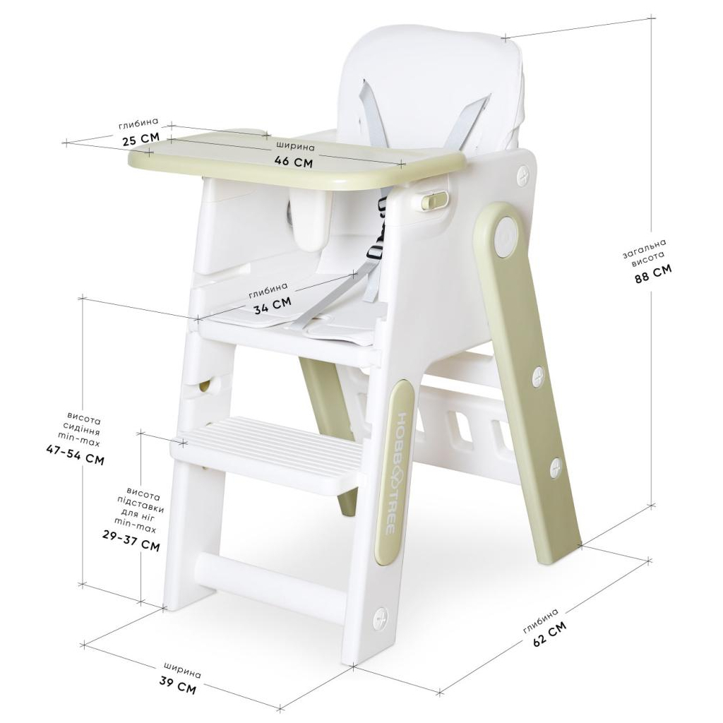 Стілець для годування Mealux Feedo White/Green (KD-F033 White/Green)