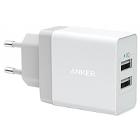 Зарядний пристрій Anker PowerPort 2 - 24W 2xUSB PIQ + MicroUSB (White) (B2021L21)