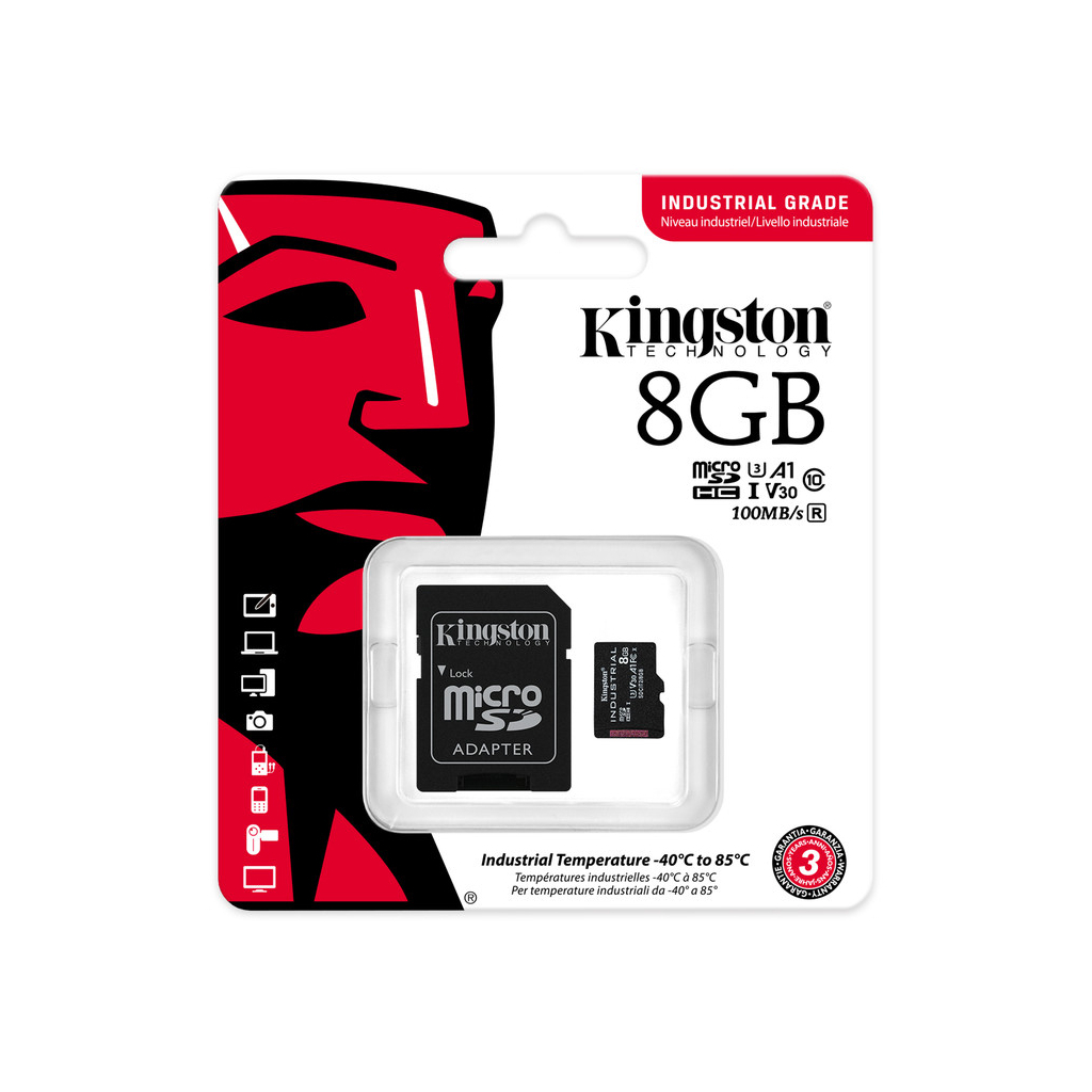 Карта пам'яті Kingston 8GB microSDHC class 10 UHS-I V30 A1 (SDCIT2/8GB)