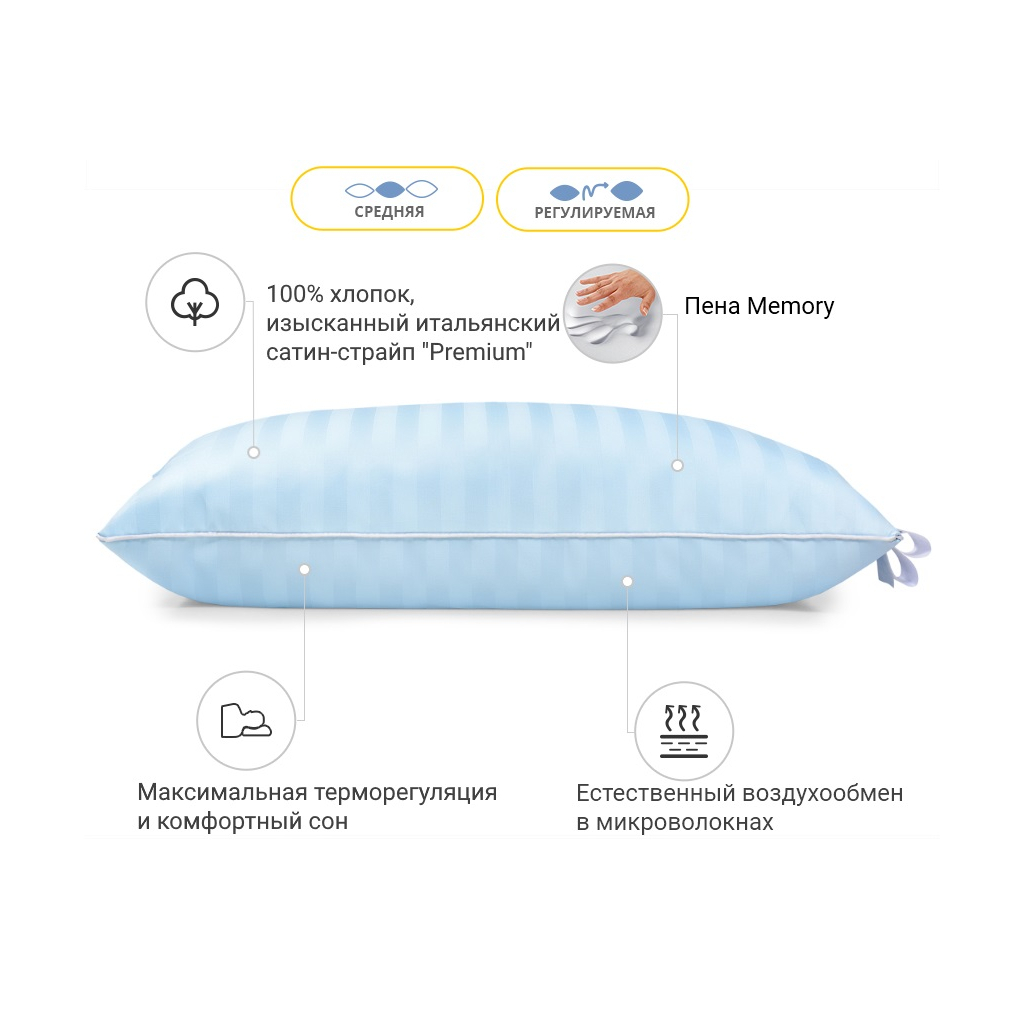 Подушка MirSon 1478 Valentino Hand Made memory effekt Середня 50х70 см (2200001540088) Подушка MirSon 1478 Valentino Hand Made memory effekt Середня 50х70 см (2200001540088)