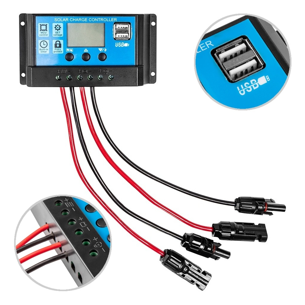 Контролер заряду Neo Tools 20А, 12/24В(OPEN,AGM,GEL), 2xUSB (90-150)