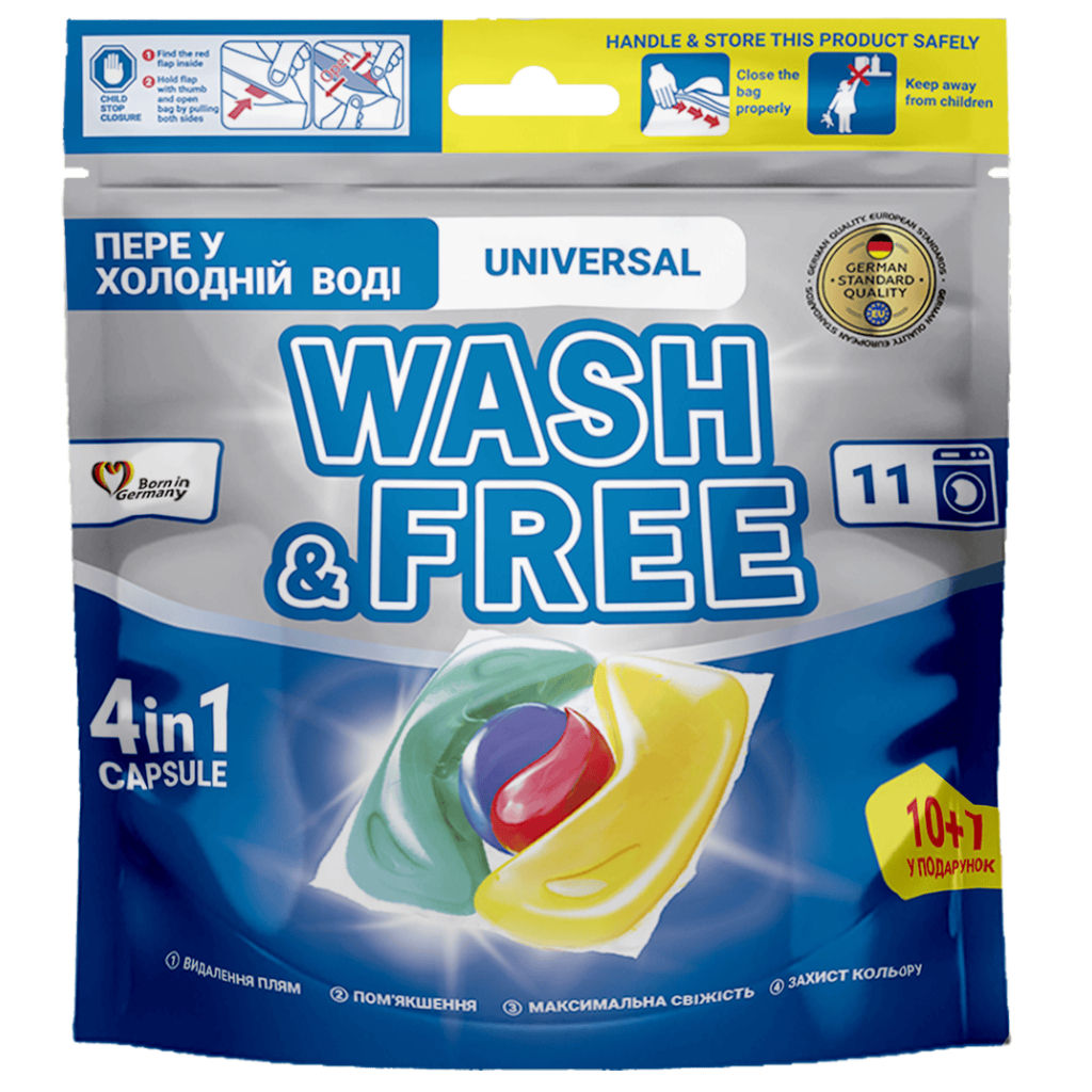 Капсули для прання Wash&Free Universal 10+1 шт. (4823128001676)