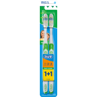Зубна щітка Oral-B 1+1 Maxi Clean 1-2-3 3-ефекти середньої жорсткості 2 шт. (3014260110628/3014260110659)