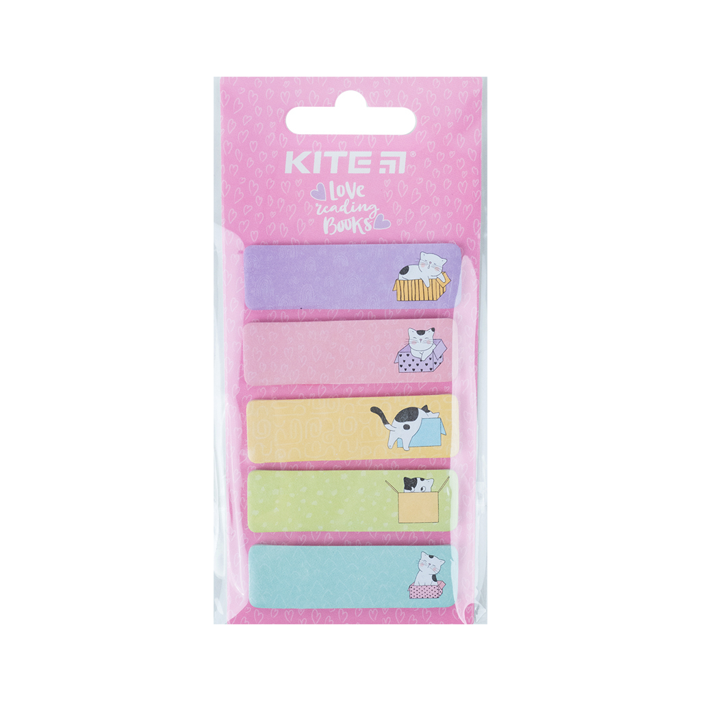 Стікер-закладка Kite паперова з малюнком Cats 100 шт, 5х20 шт (K23-480-1)