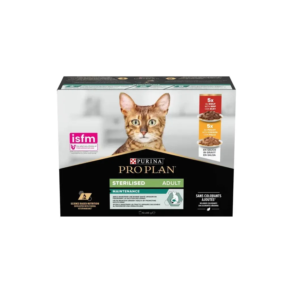 Вологий корм для кішок Purina Pro Plan Sterilised Nutrisavour. З яловичиною 85 г (7613036092883)