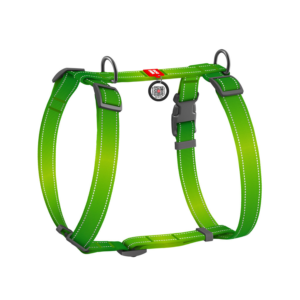 Шлея для собак WAUDOG Nylon Mono з QR-паспортом, пластиковий фастекс L салатова (52745)
