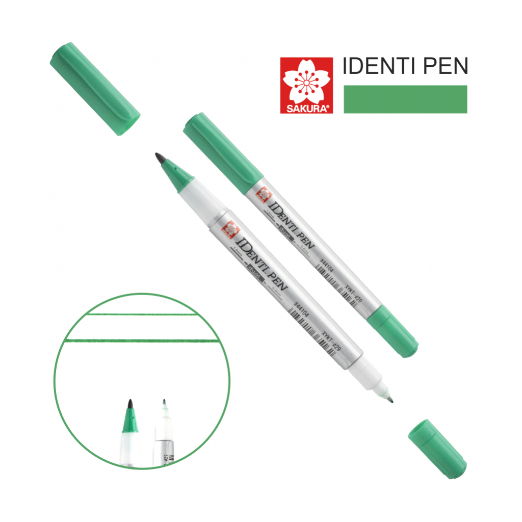 Маркер Sakura перманентний IDENTI PEN, двосторонній, 0,4/1 мм, Зелений (084511365162) Маркер Sakura перманентний IDENTI PEN, двосторонній, 0,4/1 мм, Зелений (084511365162)