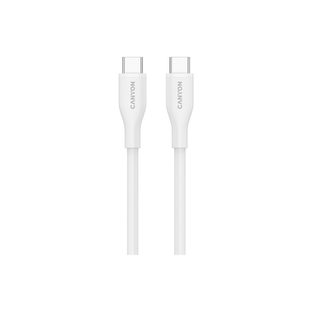 Дата кабель USB-C to USB-C 1.0m CC60SC10 60W Silicon White Canyon (CNS-CC60SC10W)