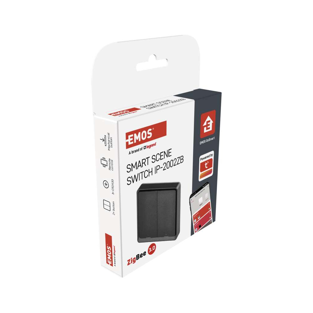 Розумний вимикач EMOS H5015 2 buttons ZigBee 3.0 Black (H5015)